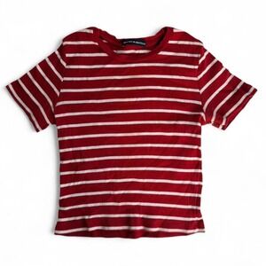 Brandy Melville Red White Striped Baby Tee